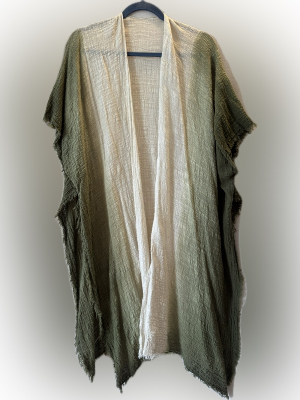 Ombre Cream Green Cotton Kimono Coverup One Size